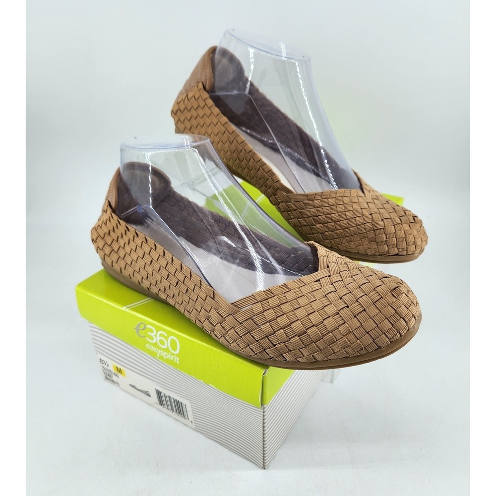 Easy Spirit e360 ESGibby Woven Ballet Flats Womens 8.5M Tan Basketweave Slip On‎